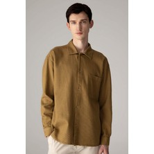 DeFacto Oversize Geniş Kalıp Polo Yaka Waffle Uzun Kollu Gömlek C2841AX24SP