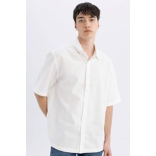 DeFacto Relax Fit Yazlık Tencel Basic Düz Kısa Kollu Gömlek C4316AX24SM