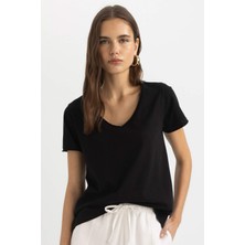 DeFacto Regular Fit V Yaka Basic Düz Kısa Kollu Tişört K1507AZ24SM