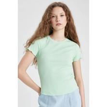 DeFacto Fitted Bisiklet Yaka Fitilli Kaşkorse Basic Düz Kısa Kollu Tişört K7064AZ24SM