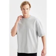 DeFacto Loose Fit Bisiklet Yaka Kısa Kollu Ağır Kumaş Basic Düz Tişört B4844AX24SP