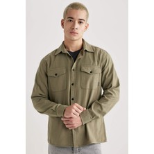 DeFacto %100 Pamuk Regular Fit Polo Yaka Basic Düz Uzun Kollu Gömlek B2654AX24SP