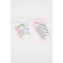 DeFacto Kaydırmaz Taban 2'li Pamuklu Patik Çorap Kız Bebek A1482A5NS