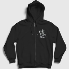 Presmono Unisex Siyah Do Walt Thou Wilt Cartoon Baphomet Fermuarlı Kapüşonlu Sweatshirt