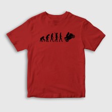 Presmono  Çocuk Kırmızı Evolution Evrim Motorsiklet Yarış Motoru T-Shirt