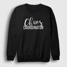 Presmono Unisex Siyah Chaos Coordinator Ofis Beyaz Yaka Sweatshirt