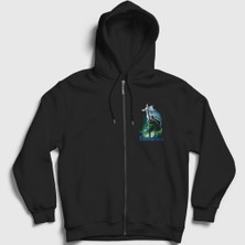 Presmono Unisex Siyah High Hammerfall Fermuarlı Kapüşonlu Sweatshirt