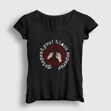 Presmono Kadın Siyah Lift Godspeed You Black Emperor T-Shirt