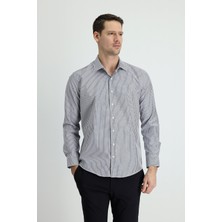 Uzun Kol Slim Fit Dar Kesim Çizgili Pamuklu Kolay Ütülenebilir Gömlek