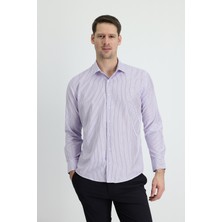 Uzun Kol Slim Fit Dar Kesim Çizgili Pamuklu Kolay Ütülenebilir Gömlek
