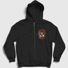 Presmono Unisex Siyah Faces Fnaf Five Nights At Freddy's Fermuarlı Kapüşonlu Sweatshirt