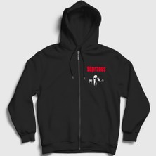 Presmono Unisex Siyah Gang Sopranos Fermuarlı Kapüşonlu Sweatshirt