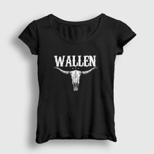 Presmono Kadın Siyah Logo Morgan Wallen T-Shirt