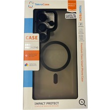 TeknoCase Takeandwait Contrast Black Kapak Galaxy S23 Ultra Kılıf Magsafe Şarj Özellikli + Lens Koruma-Siyah