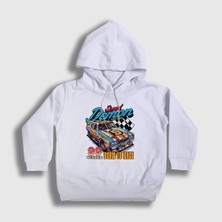Presmono Unisex Çocuk Beyaz Speed Demon Araba Yarışı Otomobil Kapüşonlu Sweatshirt