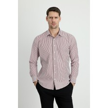 Uzun Kol Slim Fit Dar Kesim Çizgili Pamuklu Gömlek