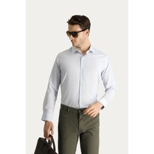 Uzun Kol Slim Fit Dar Kesim Klasik Çizgili Pamuklu Kolay Ütülenebilir Gömlek