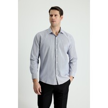 Uzun Kol Slim Fit Dar Kesim Klasik Çizgili Pamuklu Kolay Ütülenebilir Gömlek