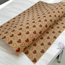 Kalp Baskılı Kraft Pelur  /kalpli Pelur Kağıdı / 40 Gr. Kraft Pelur Kağıt / 50X70 cm 10 Adet /