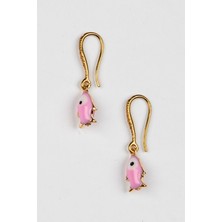 Lila Rosa Otantik Balık Figürlü Cam Küpe