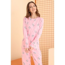 Dream Fashion Pembe Neşeli Tavşan Pijama Takım