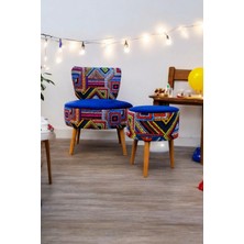 Beylerbeyi Çay Seti Tekli Koltuk Berjer ve Puf Takımı (Salon, Balkon, Ofis) 2 Li Takım