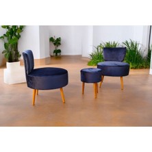 Beylerbeyi Çay Seti Ikili Koltuk Berjer ve Puf Takımı (Salon, Balkon, Ofis) 3 Lü Takım 60 çap