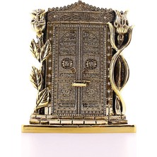 Gold Biblo 25 cm Gül Kabe Kapısı Allah Muhammed Yazılı Polyester Üzerine Metal Kaplama Biblo
