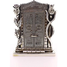 Home Dekor Hediye Gümüş Biblo 25 cm Gül Kabe Kapısı Allah Muhammed Yazılı Polyester Üzerine Metal Kaplama Biblo