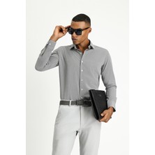 Uzun Kol Slim Fit Dar Kesim Klasik Desenli Pamuklu Kolay Ütülenebilir Gömlek