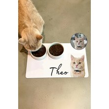 Matgo Pati Hayvana Isme Özel Fotoğraflı Beslenme Matı Kaymaz Sıvı Geçirmez Kedi Köpek Mama Paspası 50X70CM