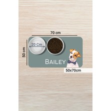 Matgo Pati Hayvana Isme Özel Fotoğraflı Beslenme Matı Kaymaz Sıvı Geçirmez Kedi Köpek Mama Paspası 50X70CM