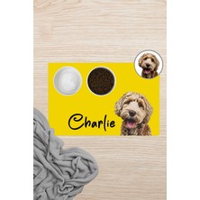 Matgo Pati Hayvana Isme Özel Fotoğraflı Beslenme Matı Kaymaz Sıvı Geçirmez Kedi Köpek Mama Paspası 50x70cm