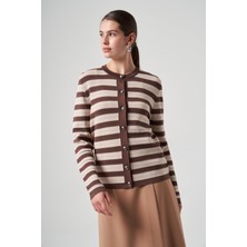 Nuss Şerit Detaylı Hırka 1113 Kahve