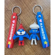 Dzc Kuzenler Avm Şirinler Karikatür Anime Figür Pvc 2 Adet Anahtarlık Çanta Anahtarlık Süsü