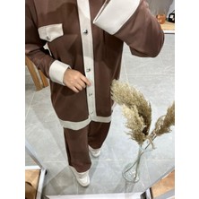 Levidor Düğme Detaylı Pantalon Takım 10078-1 Kahve