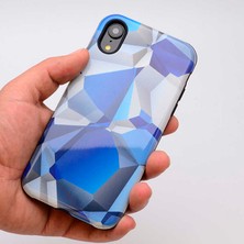 iPhone Xr Uyumlu Kılıf Kaliteli Çift Katmanlı Renkli Parlak Piramit Silikon Kapak