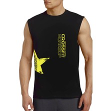 ROCKANDROLL Crossfit Yıldız Siyah Kesik Kol / Kolsuz Erkek T-Shirt