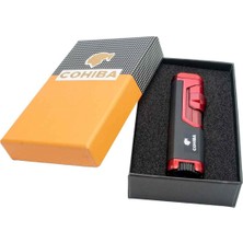 Cohiba Dört Pürmüzlü Puro Çakmağı Kırmızı