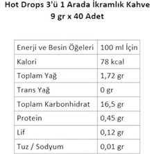 Hot Drops 3ü1 Arada Hazır Kahve 9 gr x 40 Adet