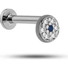 Nereze 925 Ayar Gümüş Rodyumlu Minimal Çiçek Tragus Piercing Küpe