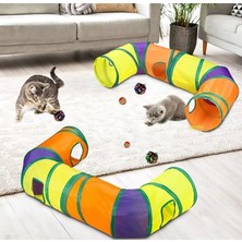 Busstier Gökkuşağı Renkli Katlanır Kedi Köpek Oyun Tüneli, Eğlenceli ve Dayanıklı