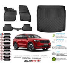 Ko Kaliteoto Skoda Kodiaq 2025 Model Esnek Bagaj Havuzu Paspası Araca Özel Siyah Kokusuz Paspas Takımı