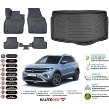Ko Kaliteoto Volkswagen T-Cross 2024 Model Alt Esnek Bagaj Havuzu Araca Özel Siyah Paspas Takımı