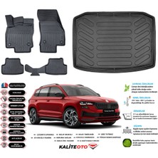 Ko Kaliteoto Skoda Karoq 2023 Model Esnek Bagaj Havuzu Araca Özel Siyah Paspas Takımı