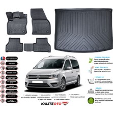 Ko Kaliteoto Volkswagen Caddy 2018 Model Esnek Bagaj Havuzu Araca Özel Siyah Paspas Takımı