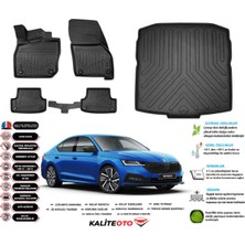 Ko Kaliteoto Skoda Octavia 2021 Model Esnek Bagaj Havuzu Araca Özel Siyah Paspas Takımı
