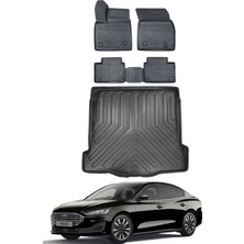 Ford Focus 5 Sedan 2020 Model Ince Stepneli Bagaj Havuzu Araca Özel Siyah Paspas Takımı