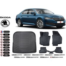 Skoda Super B 2023 Model Bagaj Havuzu Araca Özel Siyah Ekstra Havuzlu Paspas Takımı