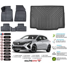 Ko Kaliteoto Renault Clio 5 E-Tech 2025 Model Esnek Bagaj Havuzu Araca Özel Siyah Paspas Takımı
